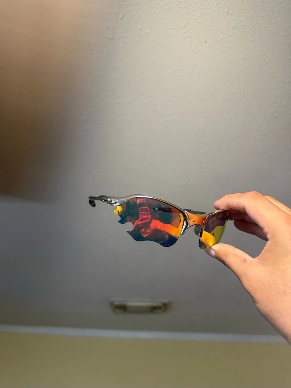 Men's Mirrored Sport Sunglasses - Orange/Red Lens Oakley